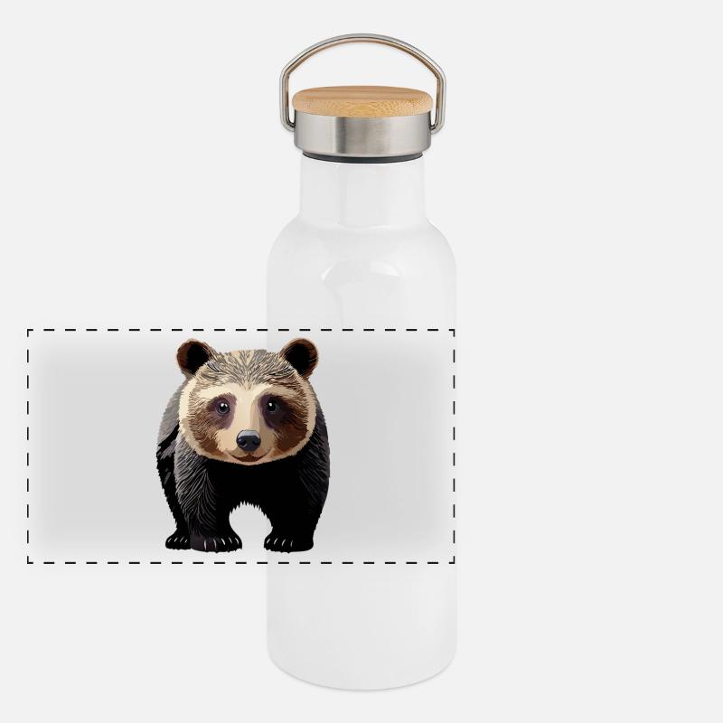 Young bear - Panoramic Thermal Bottle with Bamboo Lid - white