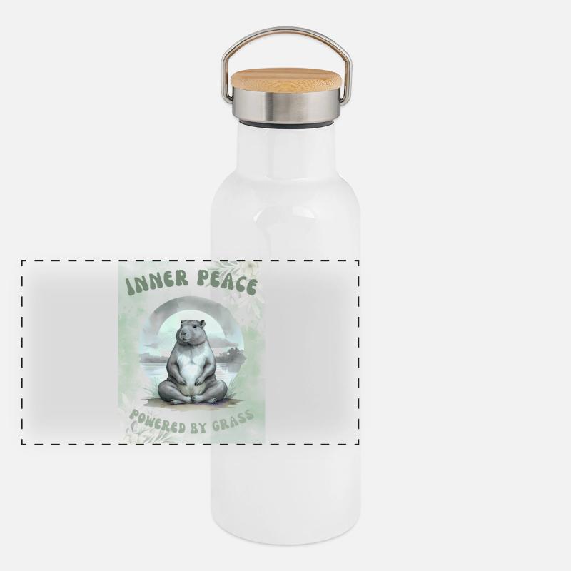 Paix intérieure – Alimenté par l’herbe Gourde isotherme avec bouchon en bambou