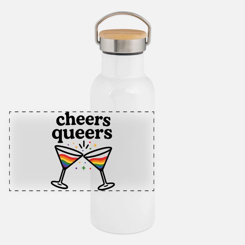 Cheers Queers – Pride Cocktail Design Panoramic Thermal Bottle with Bamboo Lid