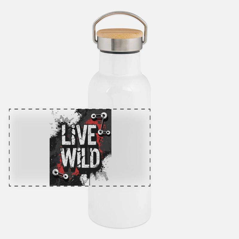 Lebensfreude "Wild Life" Design Panorama Thermosflasche mit Bambusdeckel