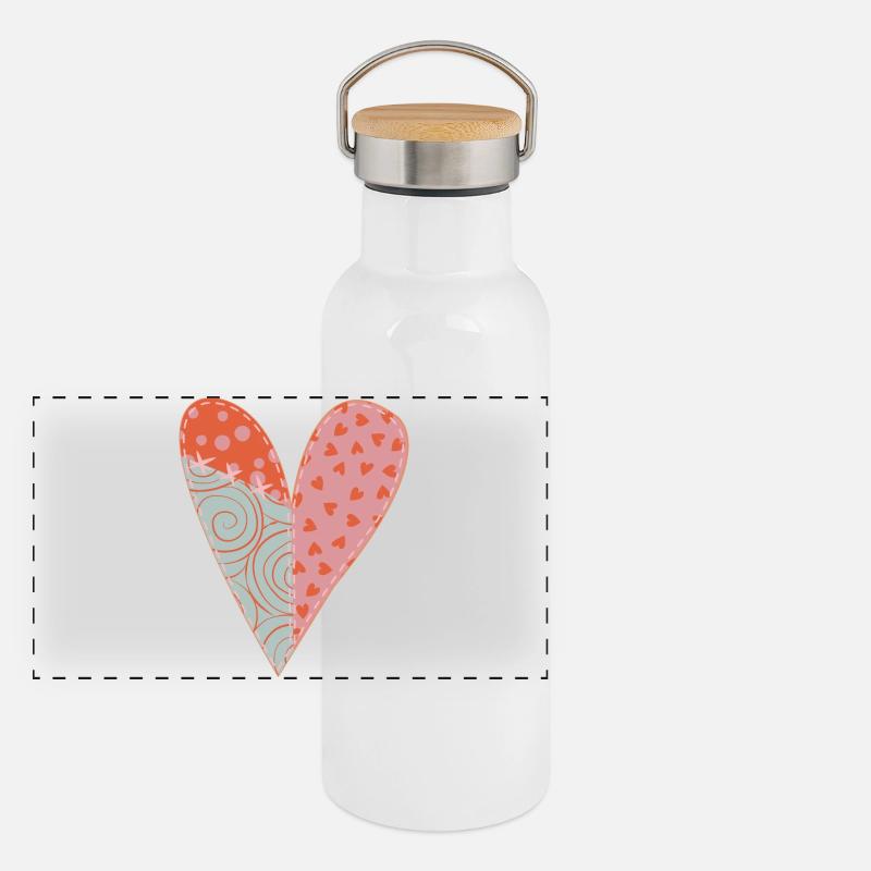 Coeur Patchwork No1 Gourde isotherme avec bouchon en bambou