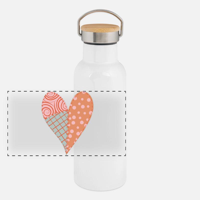 Patchwork Heart No4 Panoramic Thermal Bottle with Bamboo Lid