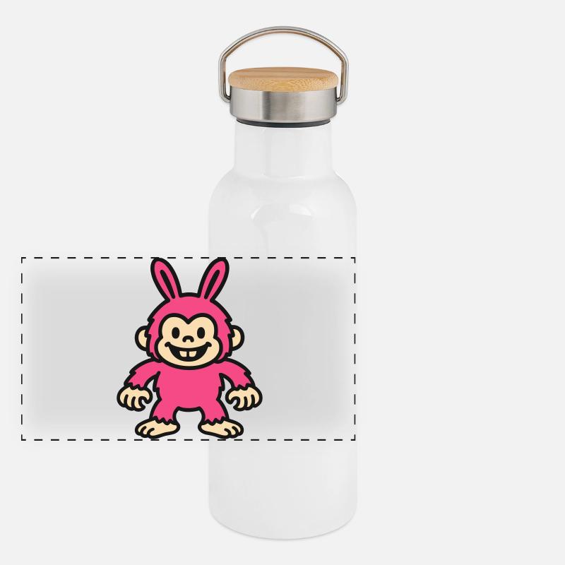Rabbit Monkey Panoramic Thermal Bottle with Bamboo Lid