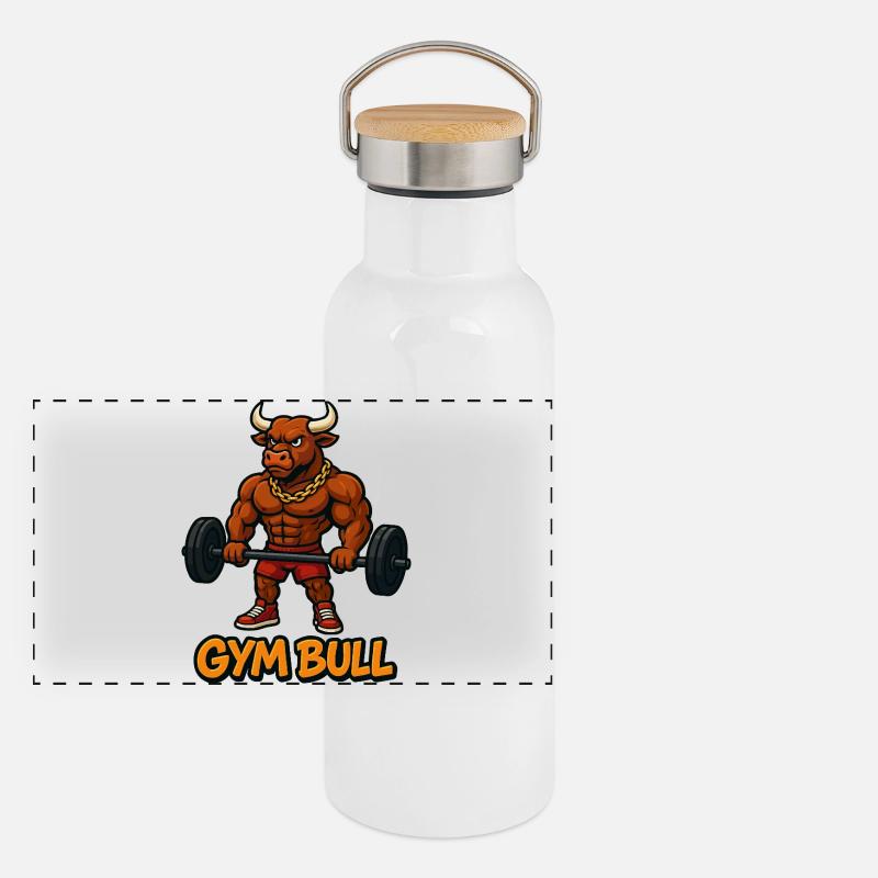 Conception de motivation Strong Gym Bull Gourde isotherme avec bouchon en bambou