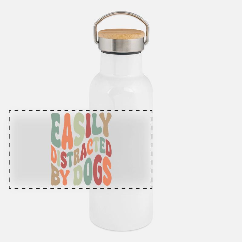 Easily Disctracted By Dogs Panorama Thermosflasche mit Bambusdeckel