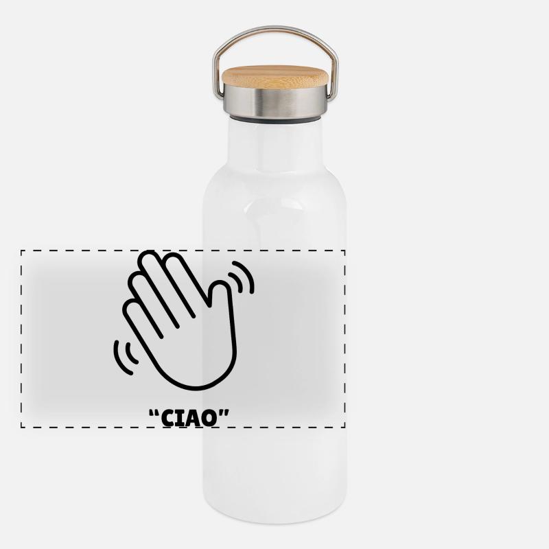 Ciao – Conception de la main agitée Gourde isotherme avec bouchon en bambou