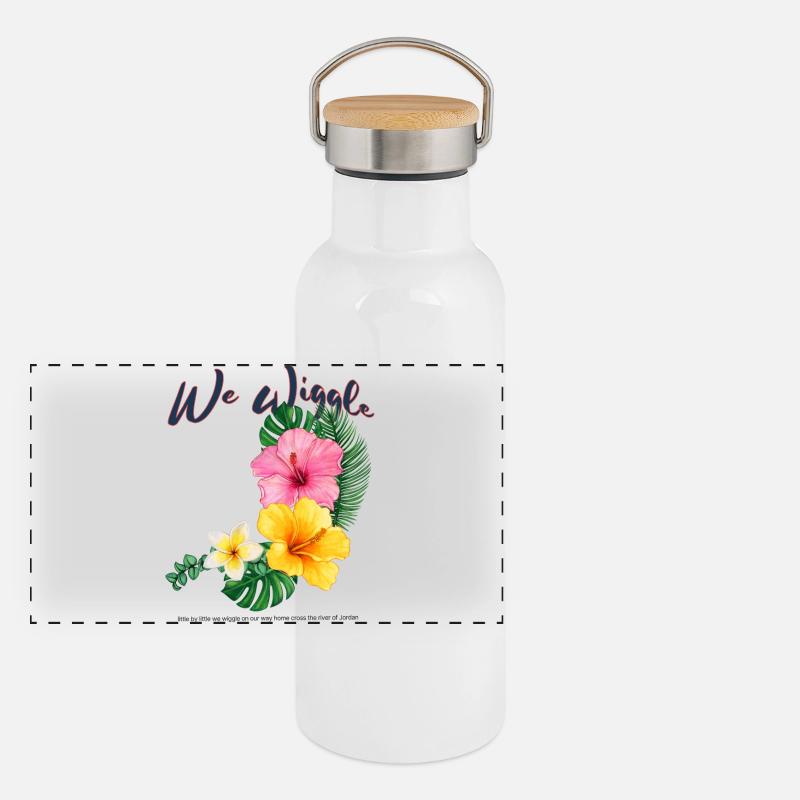 We Wiggle Hibiskus Tropenblume Panorama Thermosflasche mit Bambusdeckel