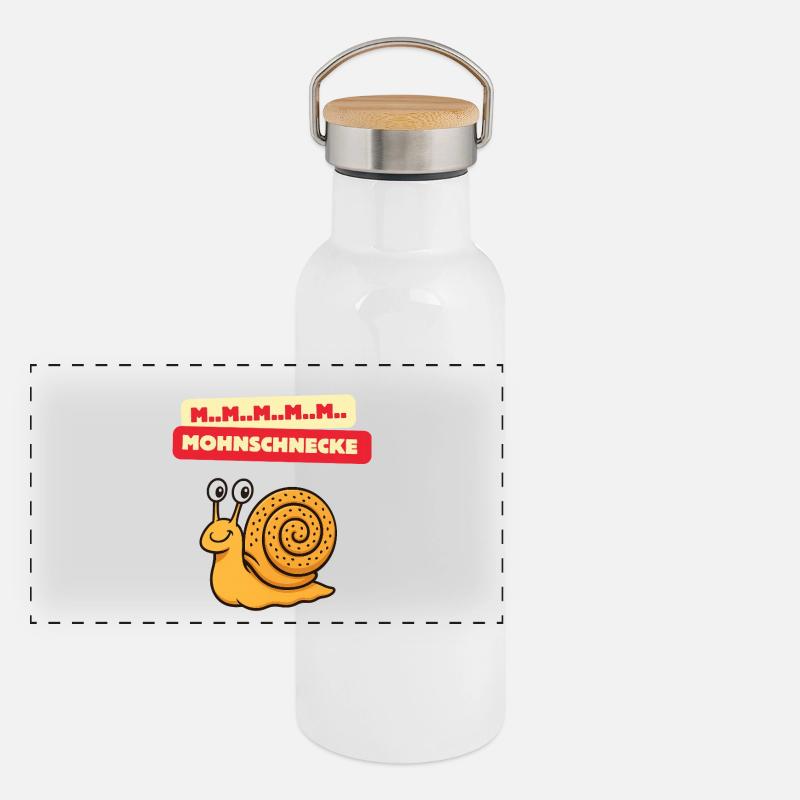 Mmm Mohnschnecke Cartoon Panorama Thermosflasche mit Bambusdeckel