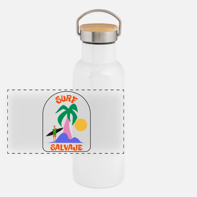 Surf Salvaje Palm Sunset Panoramic Thermal Bottle with Bamboo Lid