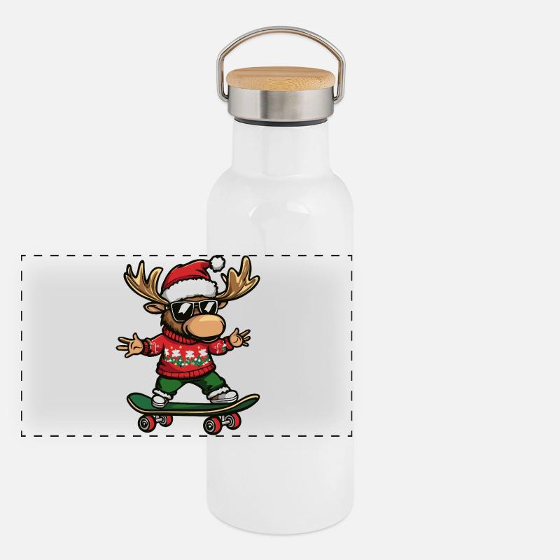 Orignal Noël Drôle Gourde isotherme avec bouchon en bambou