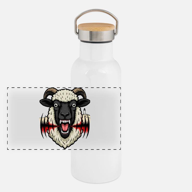 Schafe auf Texel Panorama Thermosflasche mit Bambusdeckel