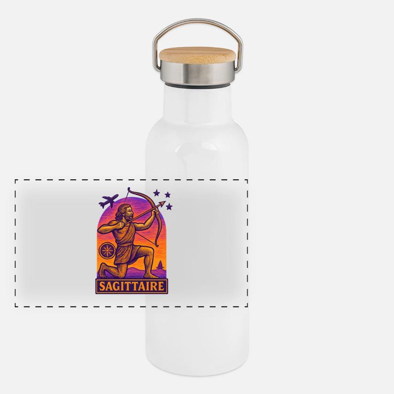 Sternzeichen Schütze - Astrologie Panorama Thermosflasche mit Bambusdeckel