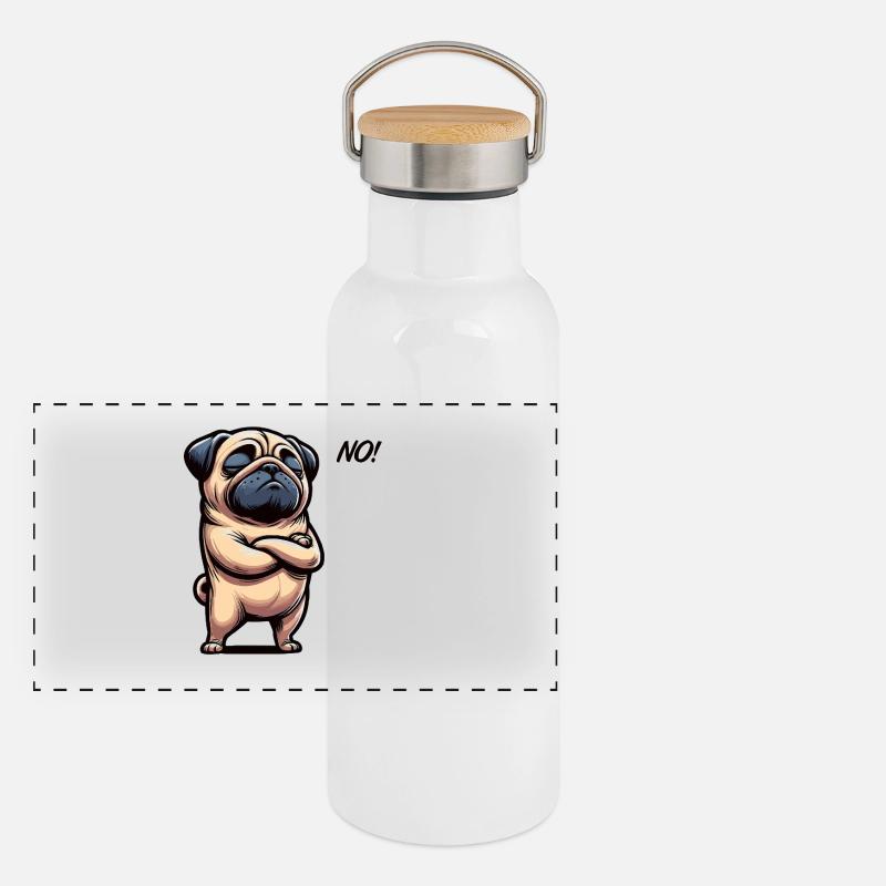 No Mops Möpse Mopsbesitzer Mopsliebhaber Mopshund Panorama Thermosflasche mit Bambusdeckel