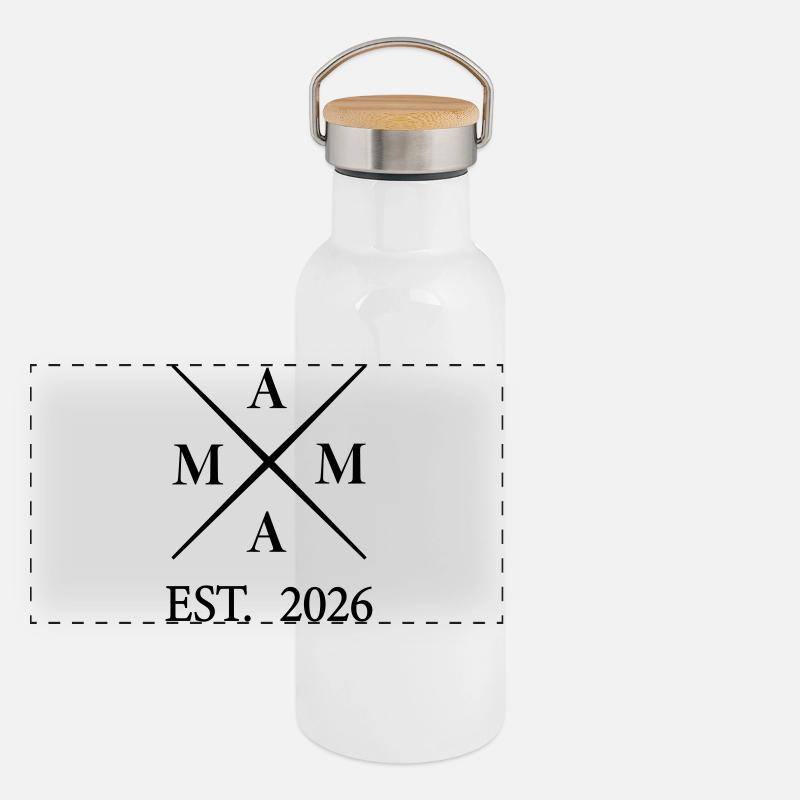 Mama EST 2026 Panorama Thermosflasche mit Bambusdeckel