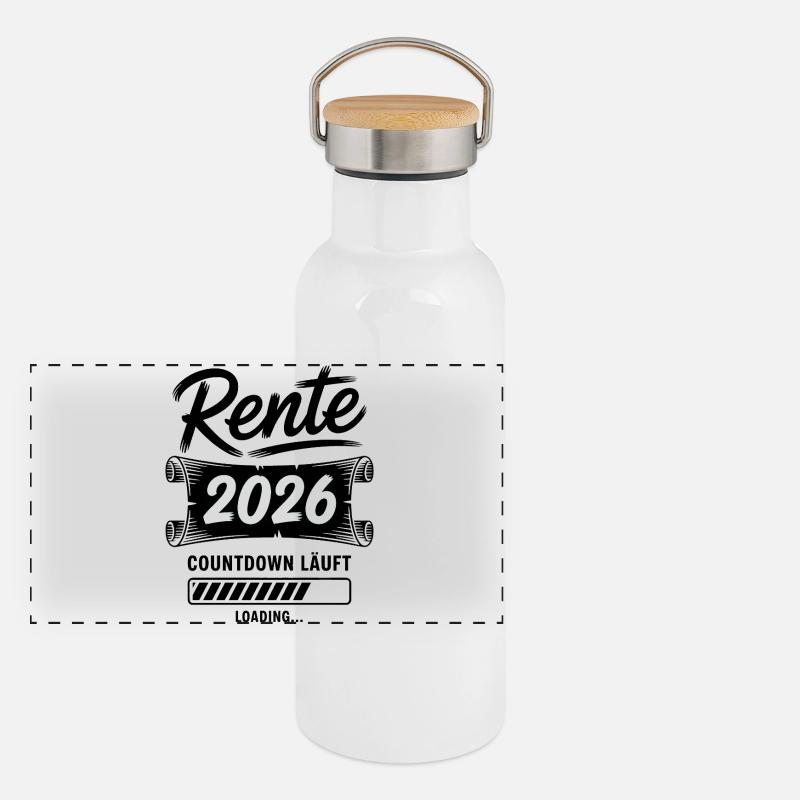 Rente Countdown Läuft Panorama Thermosflasche mit Bambusdeckel