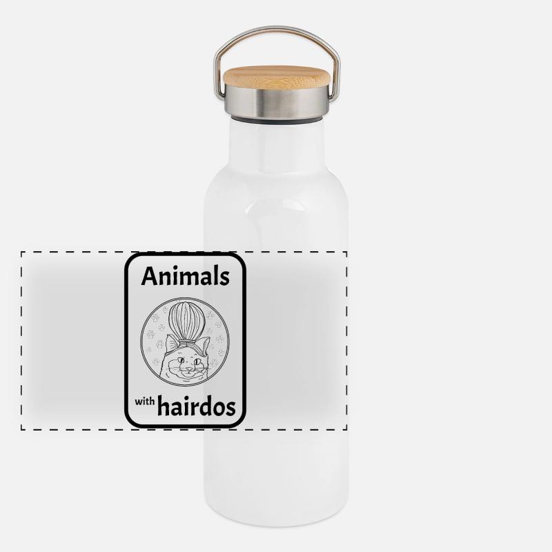 Chat avec coiffure Gourde isotherme avec bouchon en bambou