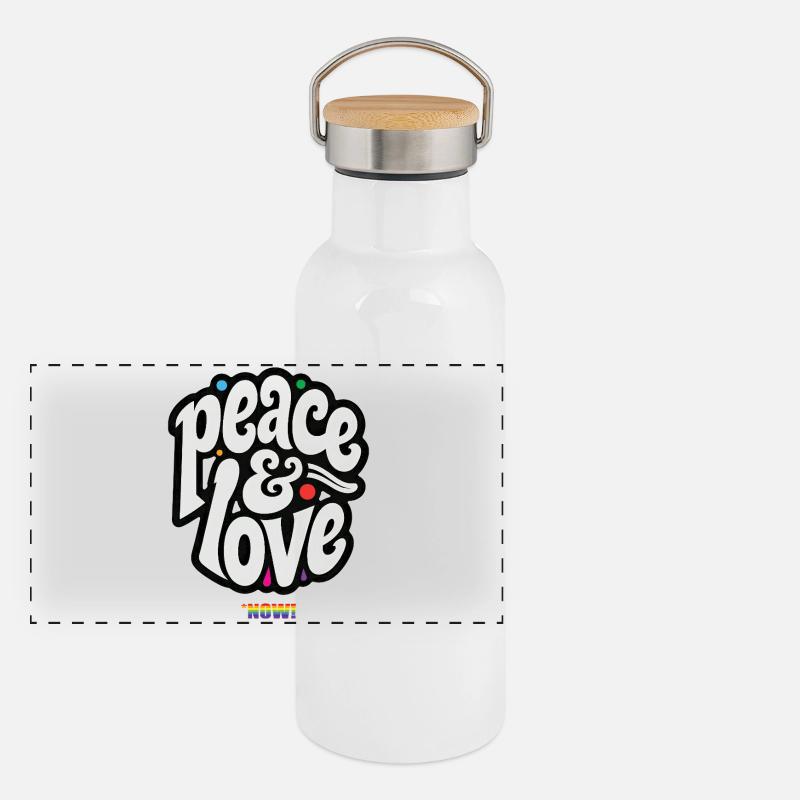 PEACE LOVE #5 - let's talk Gourde isotherme avec bouchon en bambou