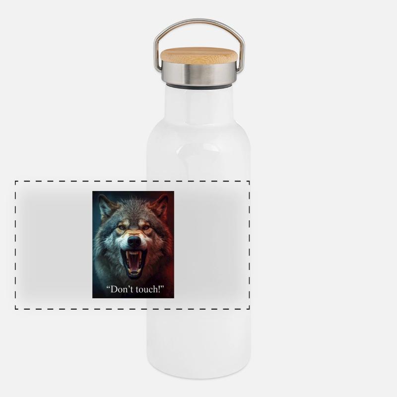 Wolfsangriff Dont Touch Panorama Thermosflasche mit Bambusdeckel