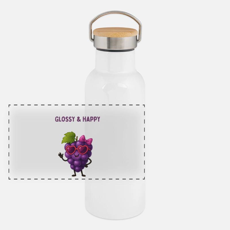 Glimmernde Traube Glück Panorama Thermosflasche mit Bambusdeckel
