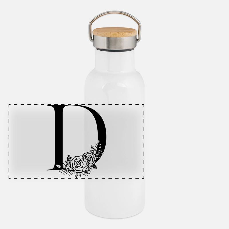 Alphabet D Panorama Thermosflasche mit Bambusdeckel