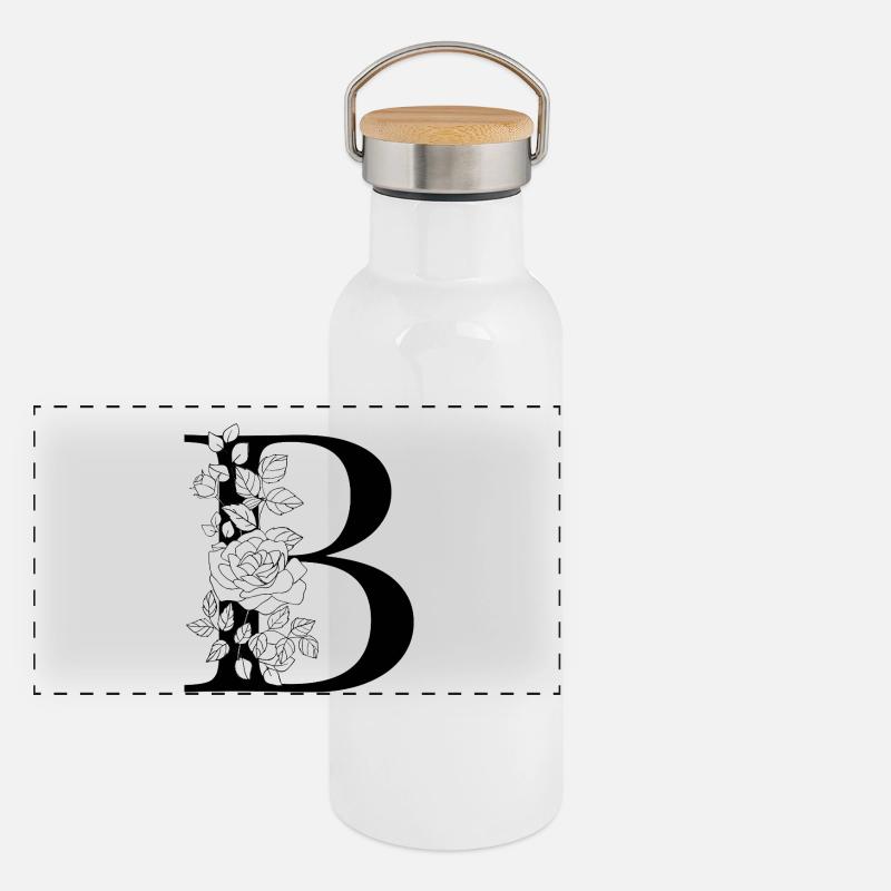 alphabet B Gourde isotherme avec bouchon en bambou