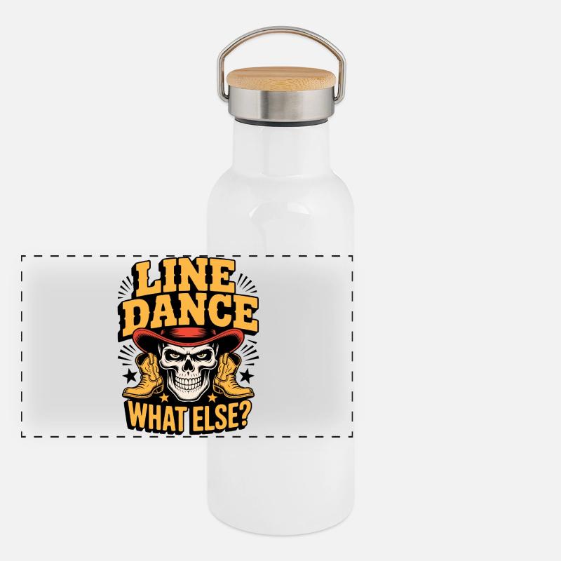 Line Dance Skull Was Sonst Panorama Thermosflasche mit Bambusdeckel
