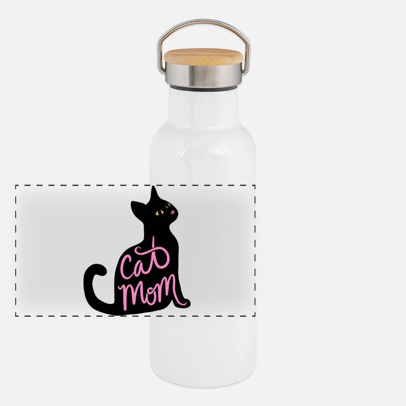Script néon de Cat Mom Gourde isotherme avec bouchon en bambou