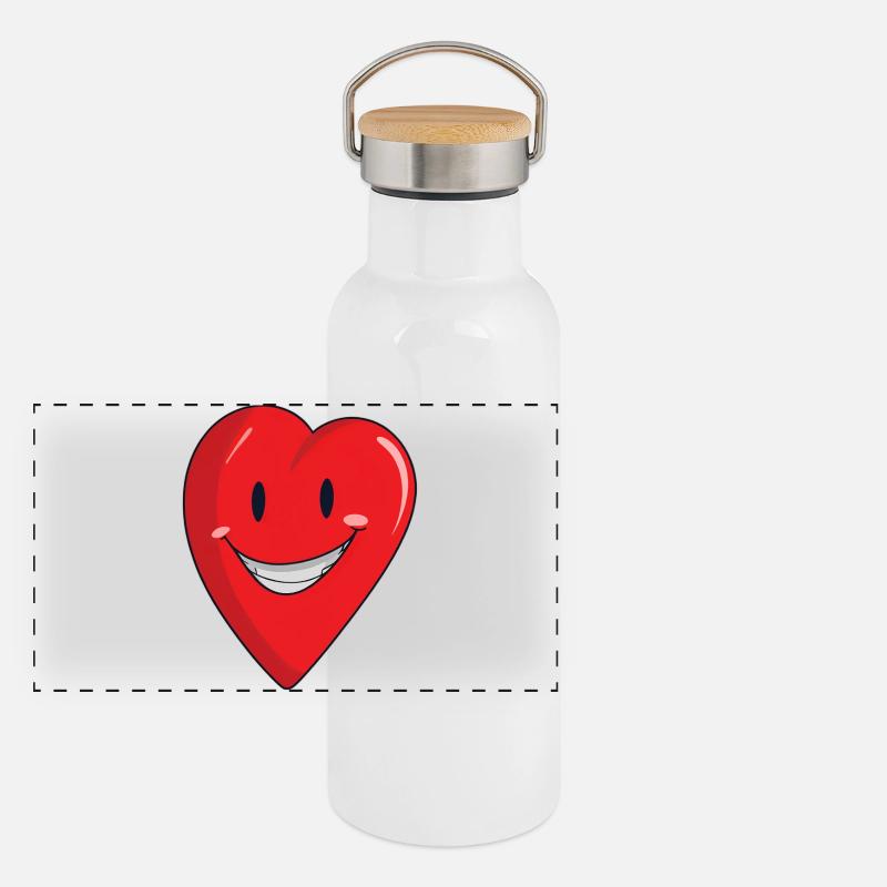 Cœur joyeux avec un sourire Gourde isotherme avec bouchon en bambou