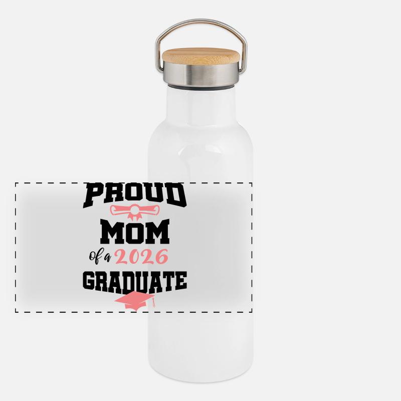 Stolze Mutter Absolvent 2026 Bachelor Master Panorama Thermosflasche mit Bambusdeckel