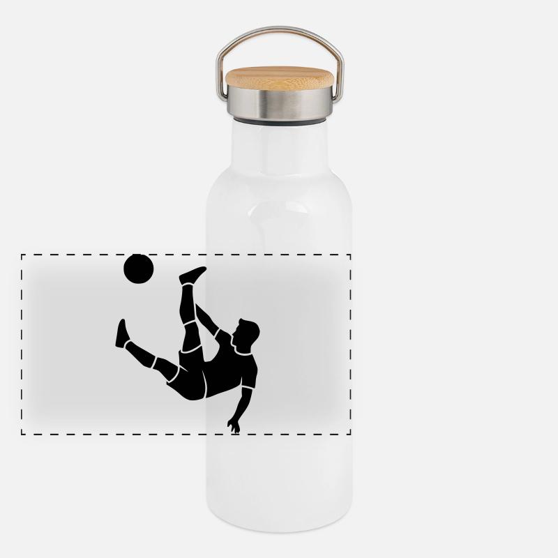 Overhead kick soccer goal scorer vector Panoramic Thermal Bottle with Bamboo Lid