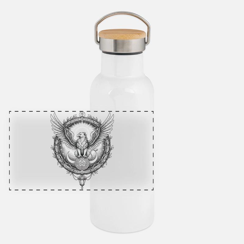 Cosmic Eagle with Rune Ring Panoramic Thermal Bottle with Bamboo Lid