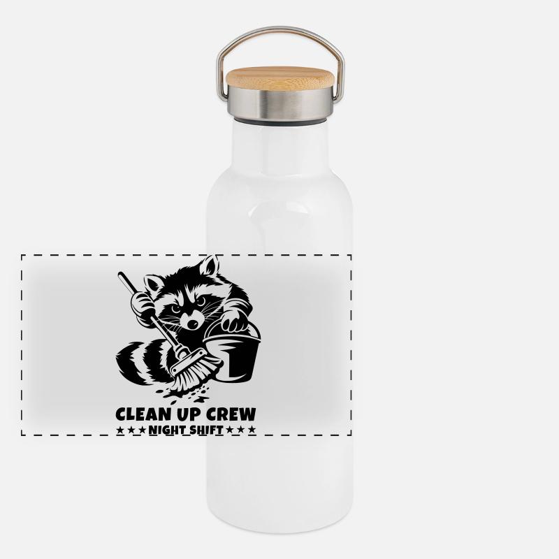 Clean Up Crew – Night Shift Raccoon Panoramic Thermal Bottle with Bamboo Lid