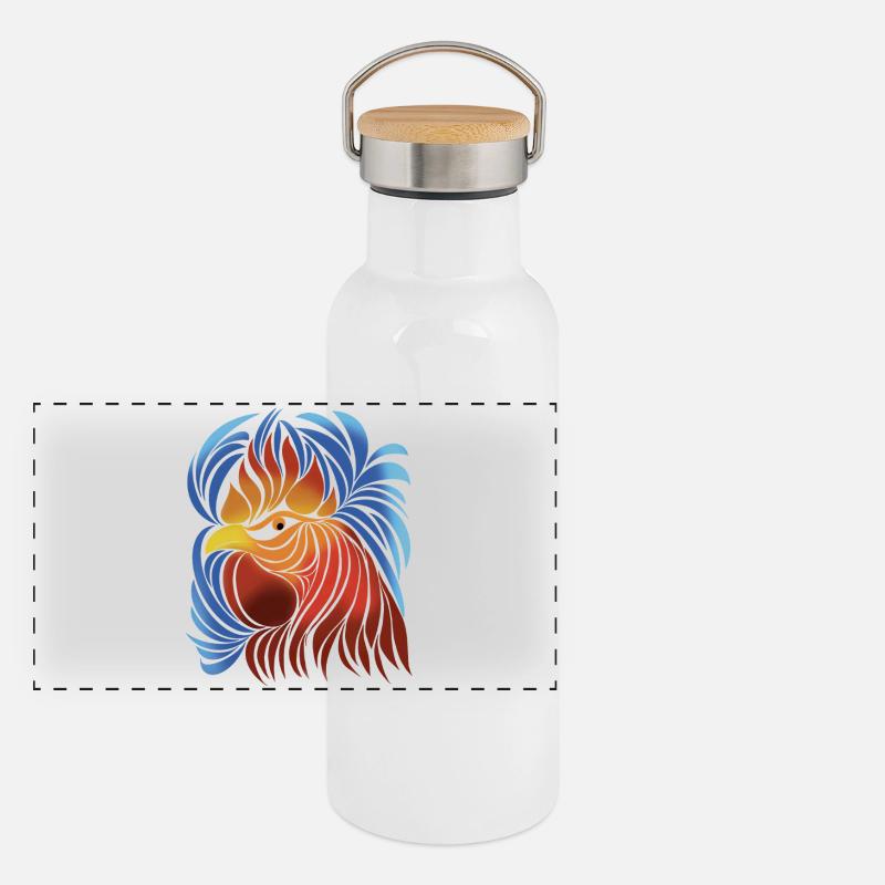 Fans de poulet - Coq - Coq - Poulet fleur - Bio Gourde isotherme avec bouchon en bambou