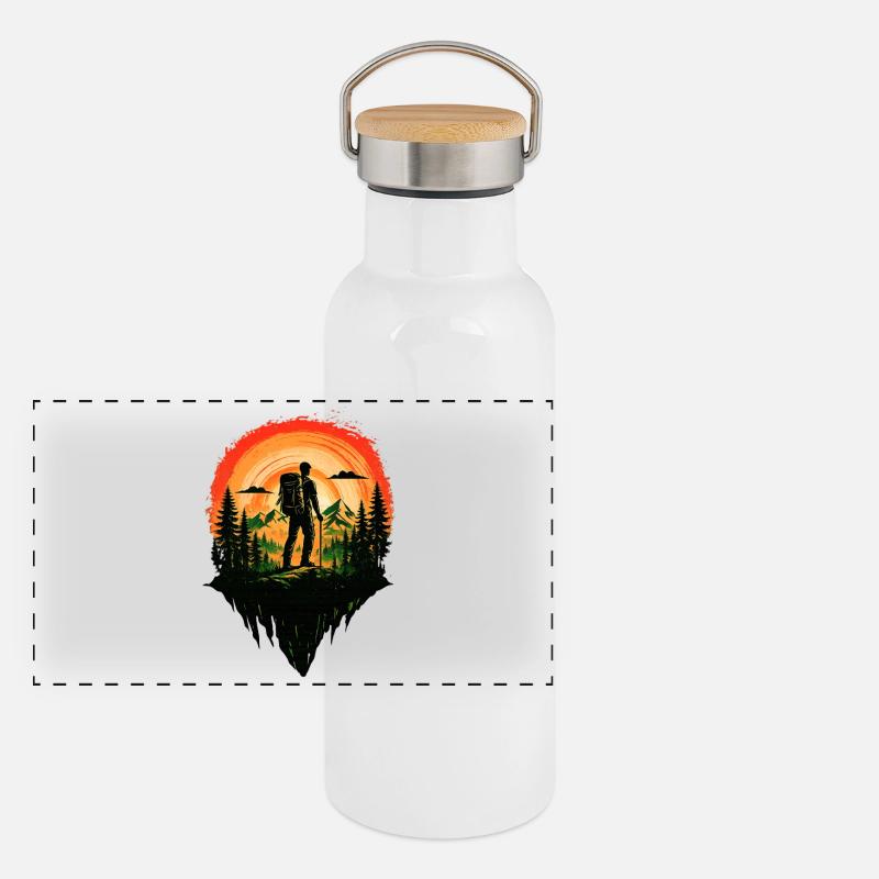 Red Bedtime Hike Adventure Panoramic Thermal Bottle with Bamboo Lid