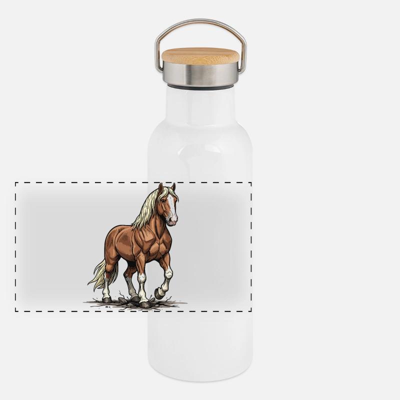 Chestnut Draft Horse Mane Blonde Strength Panoramic Thermal Bottle with Bamboo Lid