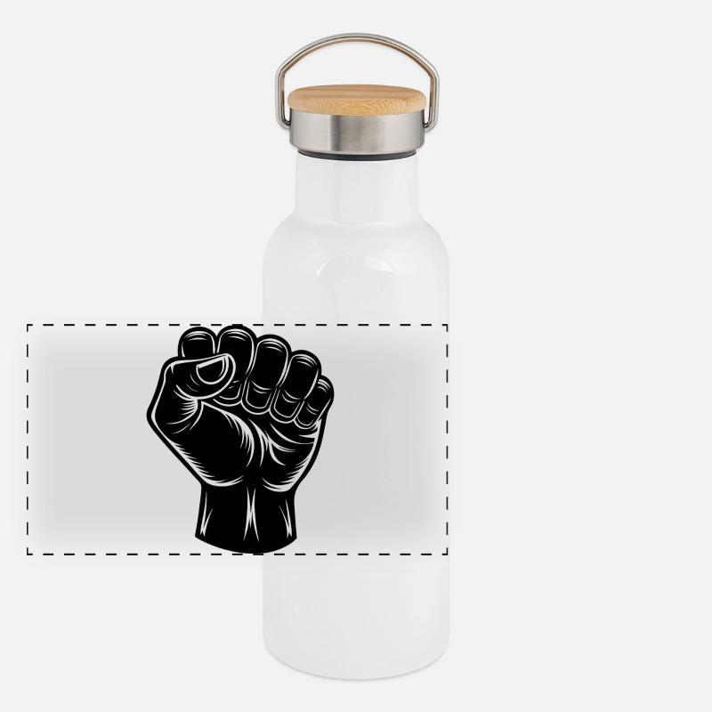 Geballte Faust Panorama Thermosflasche mit Bambusdeckel