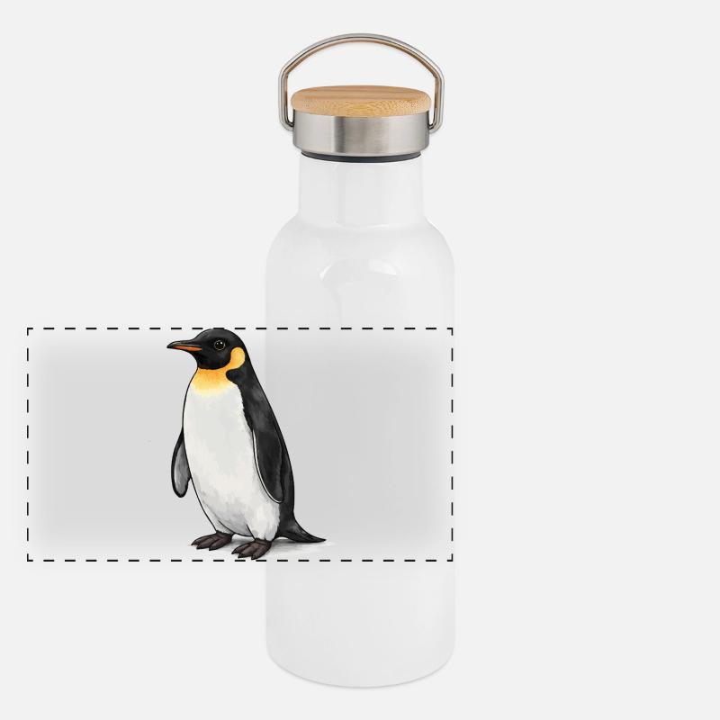 Pingouin Gourde isotherme avec bouchon en bambou