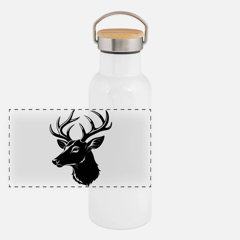 Whitetail Deer Head Panoramic Thermal Bottle with Bamboo Lid