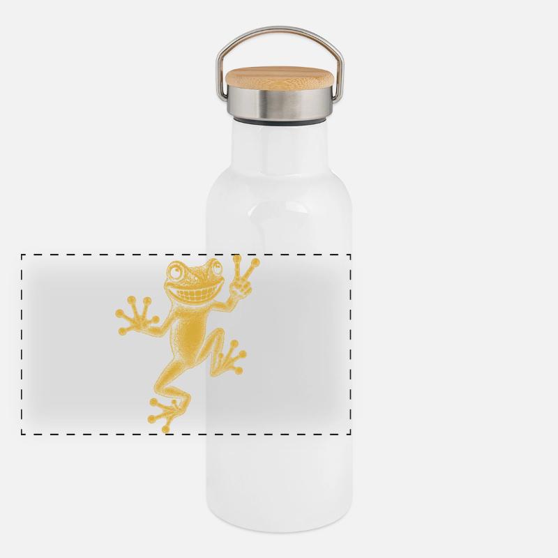 Laubfrosch Panorama Thermosflasche mit Bambusdeckel