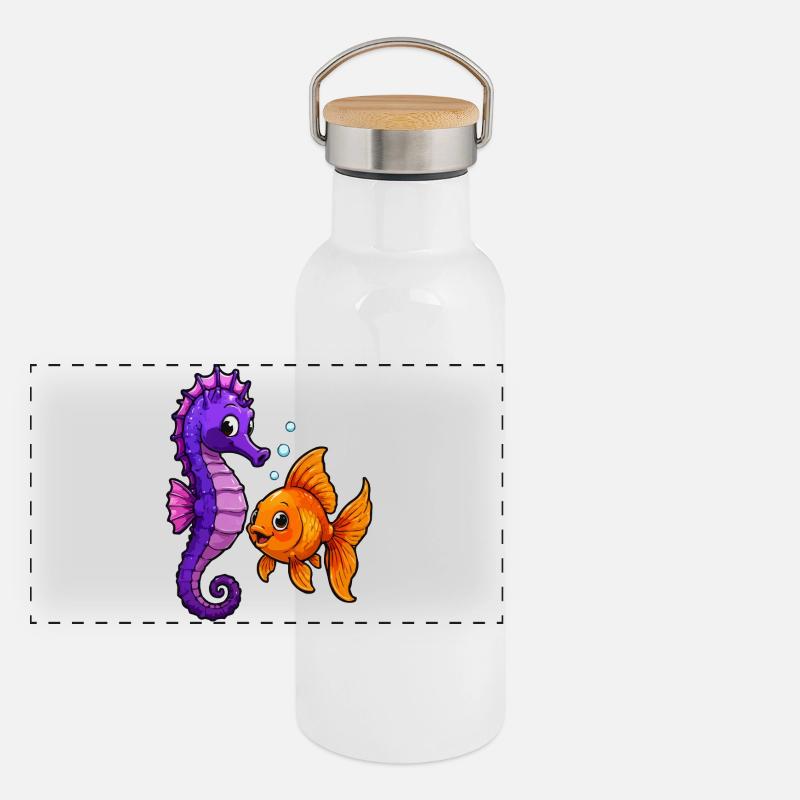 L’amitié de l’hippocampe rencontre le poisson rouge Gourde isotherme avec bouchon en bambou