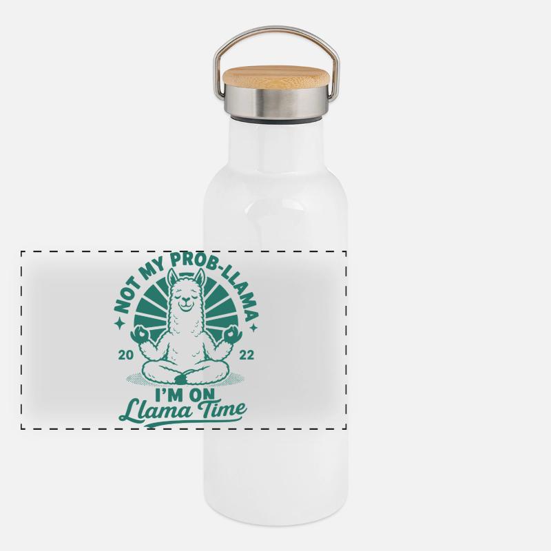 Not My Prob-Llama Lama Time Panorama Thermosflasche mit Bambusdeckel