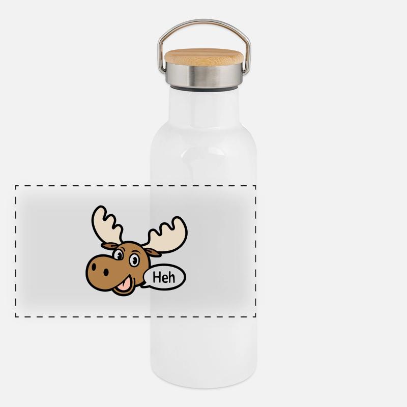 Amüsierter Elch Panorama Thermosflasche mit Bambusdeckel