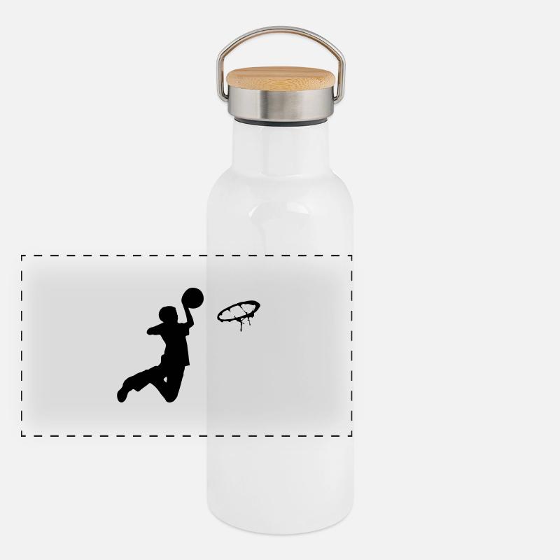 basketball Gourde isotherme avec bouchon en bambou