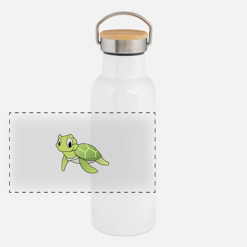 Schildkröte Panorama Thermosflasche mit Bambusdeckel