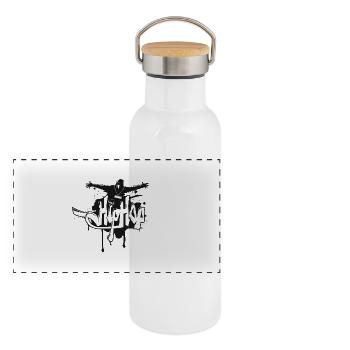 Hip Hop - Gourde isotherme avec bouchon en bambou - blanc - Devant