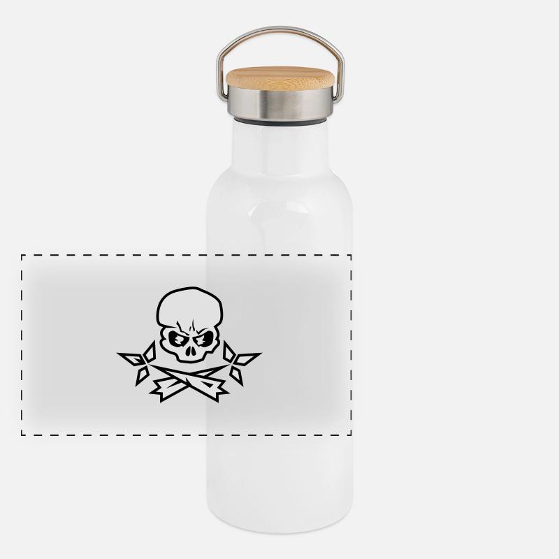 Kopf des Todes Hermine Hermine Bretonne Panorama Thermosflasche mit Bambusdeckel