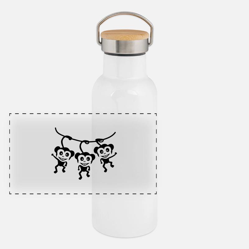 Affenschaukel Panorama Thermosflasche mit Bambusdeckel