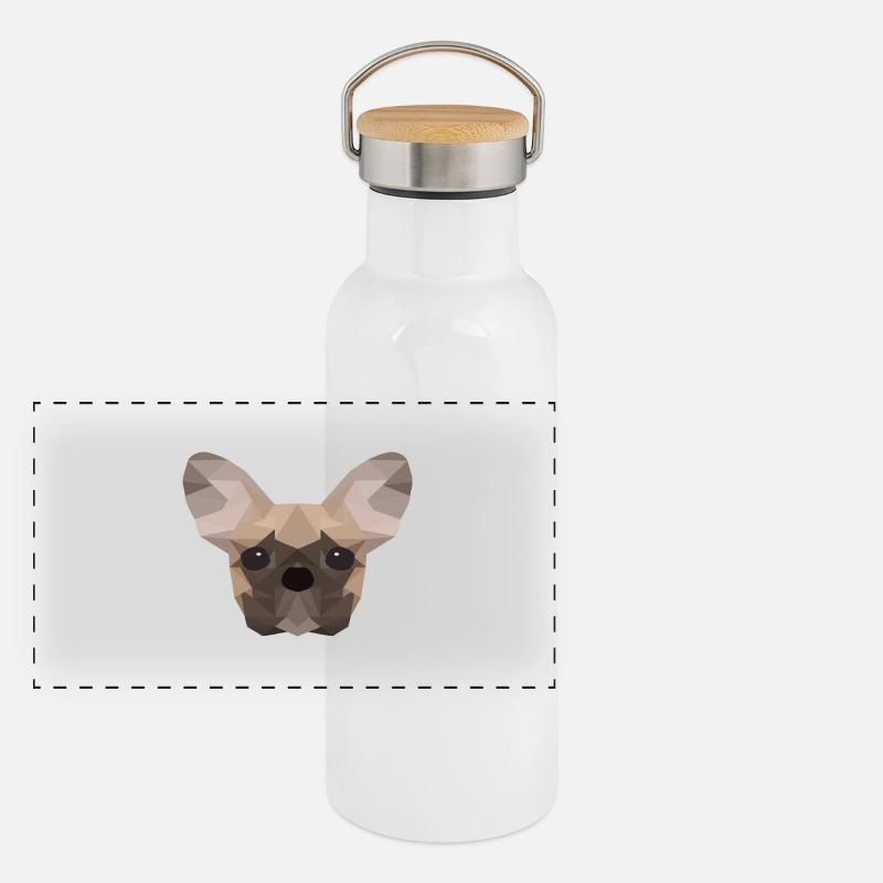 French Bulldog Low Poly Panoramic Thermal Bottle with Bamboo Lid