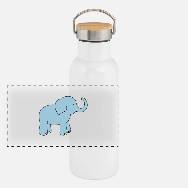 Elefant Panorama Thermosflasche mit Bambusdeckel