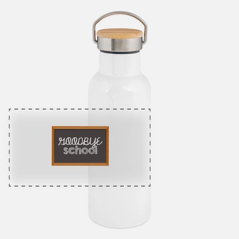 Abitur / Schulabschluss: Goodbye School Panorama Thermosflasche mit Bambusdeckel